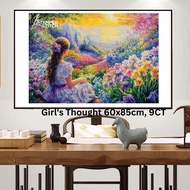 Stamped to Stitch Cross Stitch Girl's Thought 60x85cm 9CT Aida Cloth Large Grid Complete Set Needle