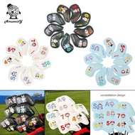 Amuzocity 9x Golf Iron Club Head Covers PU Golf Iron Headcover Lightweight Black