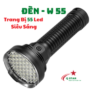 Đèn Pin Cầm Tay Siêu Sáng W-55 Trang Bị 55 Led P55 Chiếu Toả Đi Kèm Pin Cell 6 Tích Hợp Sạc Type-C