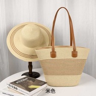 2 0 4 Straw Hat Bag Two-Piece Set Outdoor Travel Sunshade Big Eaves Sunscreen All-Match Fashion High