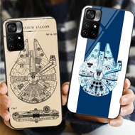 star wars Millennium Falcon Glass Phone Case For POCO F3 F4 F5 M3 M4 M5 M6 4G X3 X4 GT NFC X5 X6 PRO