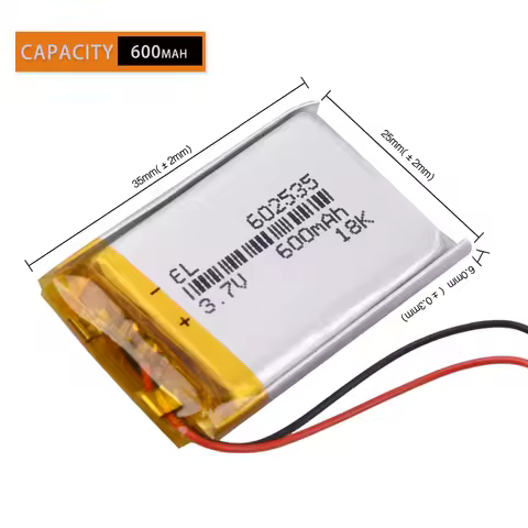 JST2.0 2P JST1.25 2P 602535 3.7V 600mAh Rechargeable Lithium Lipo Li-ion Polymer Battery