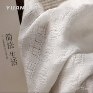 French Thickened People Balcony Impervious Tatami Cotton Linen Cream Plaid White Gauze Curtain Shade