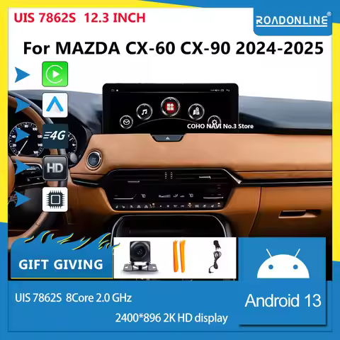 For Mazda CX-60 CX-90 2024-2025 12.3 inch 2K 2400*896 Android 13 8+256G Car Multimedia Player Stereo