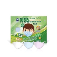 藍鷹牌 N95立體型6-10歲兒童醫用口罩 藍天-白雲-粉嫩 50片x1盒