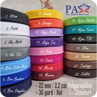 22mm Polypropylene Webbing Pleated/ Bisban/ ± 36 Yards / ± 32 Meters