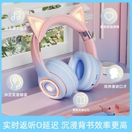 Headphones Cartoon Cat Ears Bluetooth Children Ears Back Headphones Noise Cancellation Back Book Imm