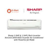 Sharp 1.0HP & 1.5HP J-Tech Inverter Aircond (AHX-VED) Inverter Air Conditioner with Powerful Jet Mod