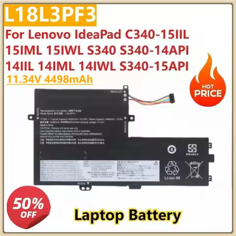 11.34V 4498mAh L18L3PF3 Laptop Battery For Lenovo IdeaPad C340-15IIL 15IML 15IWL S340 S340-14API 14I