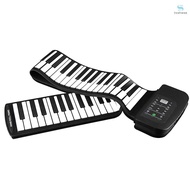 Portable 88 Keys Silicone Flexible Roll Up Piano Foldable Keyboard Hand-rolling Piano with Battery Sustain Pedal