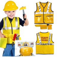 RUNNY Construction Worker Costume for Kids Belt Construction Hat and Costume Vest Kid Builder Career