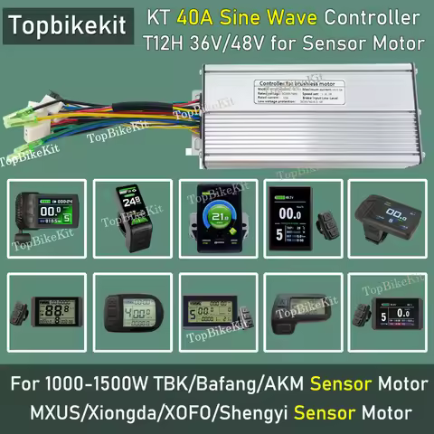 Ebike KT Controller T12H 36V/48V 1000W-1500W 40A 12Mosfet for Bafang/AKM Motor KT Sine Wave Controll