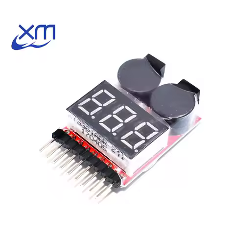 Digital 2 IN 1 1S-8S Lithium Battery Low Voltage Indicator Buzzer Alarm Module for Lipo/Li-ion/Fe RC