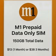M1 Prepaid Data Only: 150GB Total Data | $13 (1 Month) or $38 (3 Months)