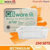 CHUNBE A750 Rectangular Container With Lid [ 250sets± ] 750ml Disposable Plastic Box Plastik Bekas 方