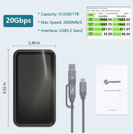 2000 USB3.2เมกะไบต์/วินาที ORICO แบบพกพา Gen2 SSD 512GB/1 Tb/ 2TB สายเคเบิลข้อมูล2-In-1กันน้ำกันกระแ