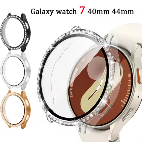 Bling Diamond Case for Samsung Galaxy watch 7 44mm 40mm Accessories Screen protector Tempered Glass 