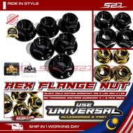 Hex Flange Nut RK TAKASAGO Universal Use PNP Black Gold Edition Sprocket M8 M10 X 1.25 Kintama Kurod