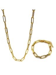 สร้อยคอสร้อยข้อมือสแตนเลสสำหรับผู้ชาย สีเงิน สร้อยคอยาวเท่ห์ของผู้ชายอุปกรณ์เสริมเครื่องประดับฮิปฮอป