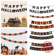 Halloween Hanging Banner Garland Bunting Pumkin Ghost Paper Ornaments Party Hanging Bat Door D8s0