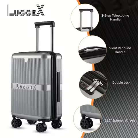 Carry On Luggage 22x14x9 Airline Approved with Spinner Wheels - 100% PC Hard Shell Expandable Luggag