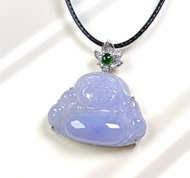 冰種紫羅蘭佛公彌勒佛項鍊18K金鑽石 | 天然緬甸玉A貨翡翠 | 送禮