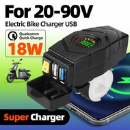 28W QC3.0 Quick Charge Usb Charger Waterproof E-Bike 20V-80V Electric Bike Scooter 36V 48V 72V Voltm