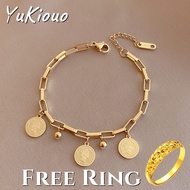 Yukiouo Jewelry 18k Gold Pawnable Saudi Gold Original Sense of Design Hollow Rectangular Splicing Hanging Tag Pendant Bracelet Non Tarnish Hypoallergenic Creative Gift Bracelet for Women Buy 1 Take 1 Free Ring Bangkok Jewelry Set Sale