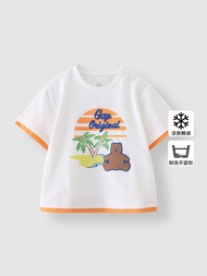 男幼童裝|Logo小熊印花圓領短袖T恤-白色