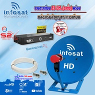 ชุดจานดาวเทียม INFOSAT 35CM. ขาตั้งพื้น  + PSI S2X HD (บอร์ดสีฟ้า) พร้อมสาย RG6 ยาวตามชุด