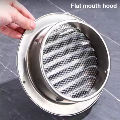 Bathroom Hood, Stainless Steel Flat Mouth Hood, Range Hood, Smoke Exhaust Pipe, Insect Proof and Win
