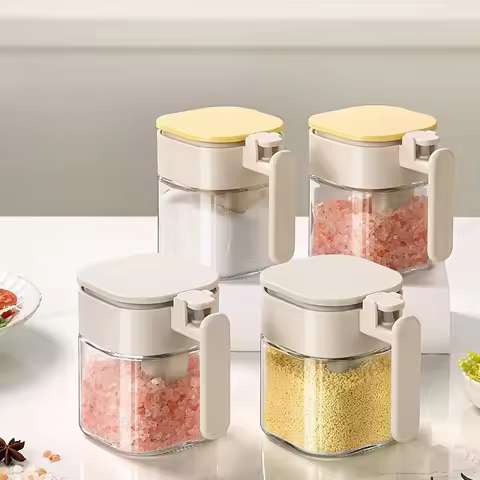 Household Seasoning Can Bottle Kitchen Seasoning Bottle Glass Seasoning Box Moisture-proof Seasoning