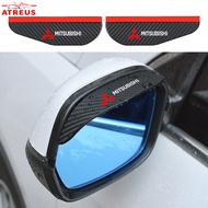2pcs Mitsubishi Carbon Fiber Car Rear View Mirror Rain Eyebrow Rainproof Cover For Xpander Mirage Ku