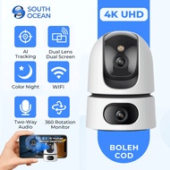 South Ocean 4K Ultra HD Dual Lens Dual Screen CCTV Wireless Full-color Night Vision Indoor WiFi Secu
