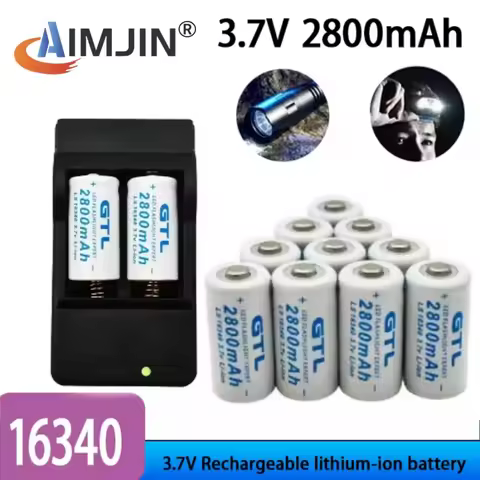 New 3.7V 2800mAh Lithium Li-ion 16340 Battery CR123A Rechargeable Batteries 3.7V CR123 for Laser Pen