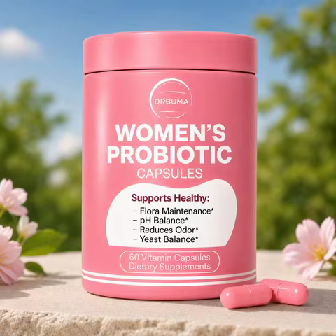 60-Capsule Probiotic Supplement for Women, Ideal Daily Dietary Nutritional Supplement, Portable Pink