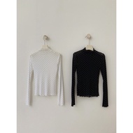 [ Room90 ] Long-sleeved 3p polka dot paper collar T-shirt 1162