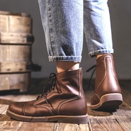 Owl City 8111 Overall Boots Men Martin Boots Genuine Leather Retro All-Match High-Top Motorcycle Sho