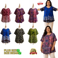 Batik Blouse Wanita/Women Batik Blouse Size Besar/Flower Blouse/Aunty Blouse/Blouse Ibu Bunga/Good Q