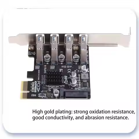 Y1UB 5Gbps Low Profile 4 Ports PCI-E to USB HUB for Express Expansion Card Adapte