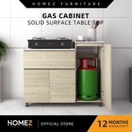 [FREE Shipping] Homez Gas Cabinet White Solid Surface Table Top Drawer Almari Gas Cyclinder Storage 