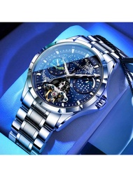 Men's Automatic Mechanical Watch, Tourbillon Hollow Dial, Starry Dial - Luxury Watch, Luminous Desig