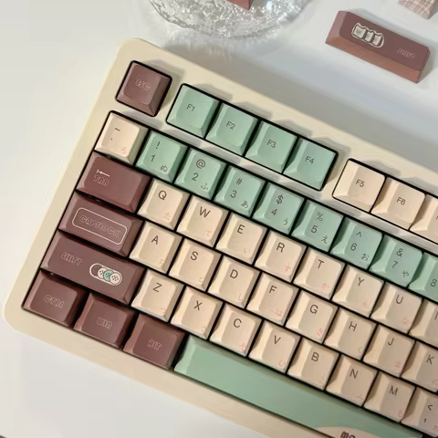 126 Keys Matcha Theme Cherry Profile PBT Dye Sublimation Top print Keycaps for MX Gaming Mechanical