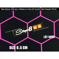 [ 1 STAMP ] STA GE 6 WHITE DECAL STICKER 6.5 CM LONG CAR DECORATION STICKER