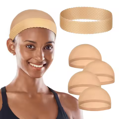 1 Silicone and 4 Wig Cap Stocking Wig Caps Non-Slip Stretchy Nylon Wig Caps For Women, Soft And Brea