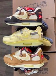 💎Travis Scott x Nike Air Max 1 'Wheat' 倒鈎復古波鞋 低幫跑步鞋