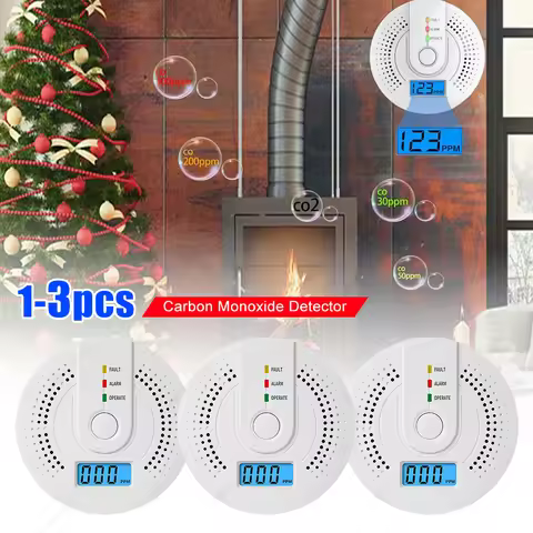 Digital CO Alarm Sound Warning Battery Powered CO Gas Monitor Alarm Detector with LED Indicator CO S