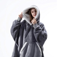 Oversized Hoodie Blanket With Sleeves Sweatshirt Plaid Winter Fleece Hoody Women Pocket Female Sherp