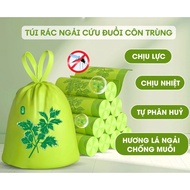 Super tough trash bag with mugwort scent repels flies, mosquitoes and insects, has a super convenien