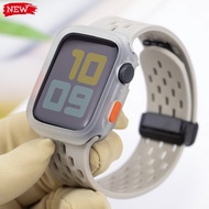TPU protective case and silicone magnetic folding buckle strap compatible for Apple Watch 44mm 40mm 